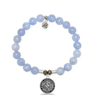 Sky Blue Jade Stone Bracelet with Saint Christopher Sterling Silver Charm