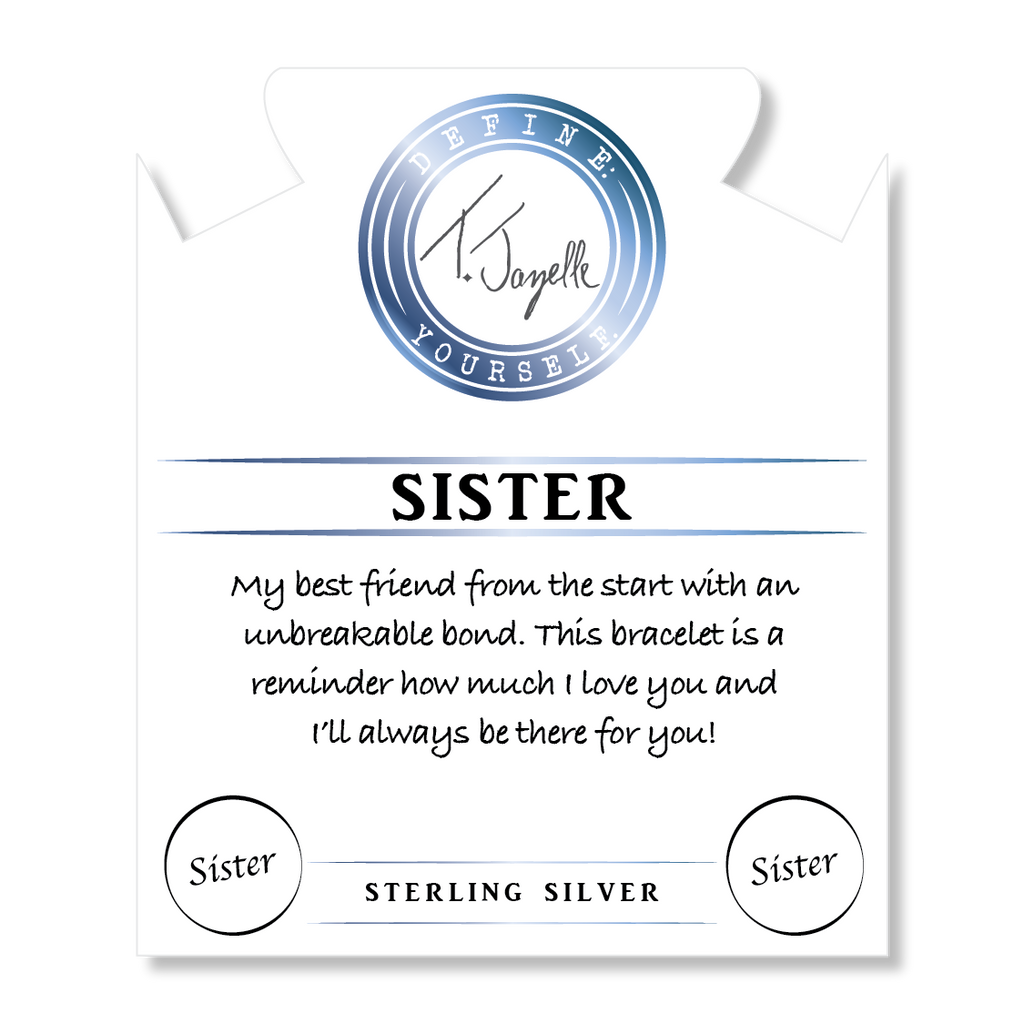 Sky Blue Jade Stone Bracelet with Sister Sterling Silver Charm