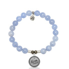 Sky Blue Jade Stone Bracelet with Teacher Sterling Silver Charm