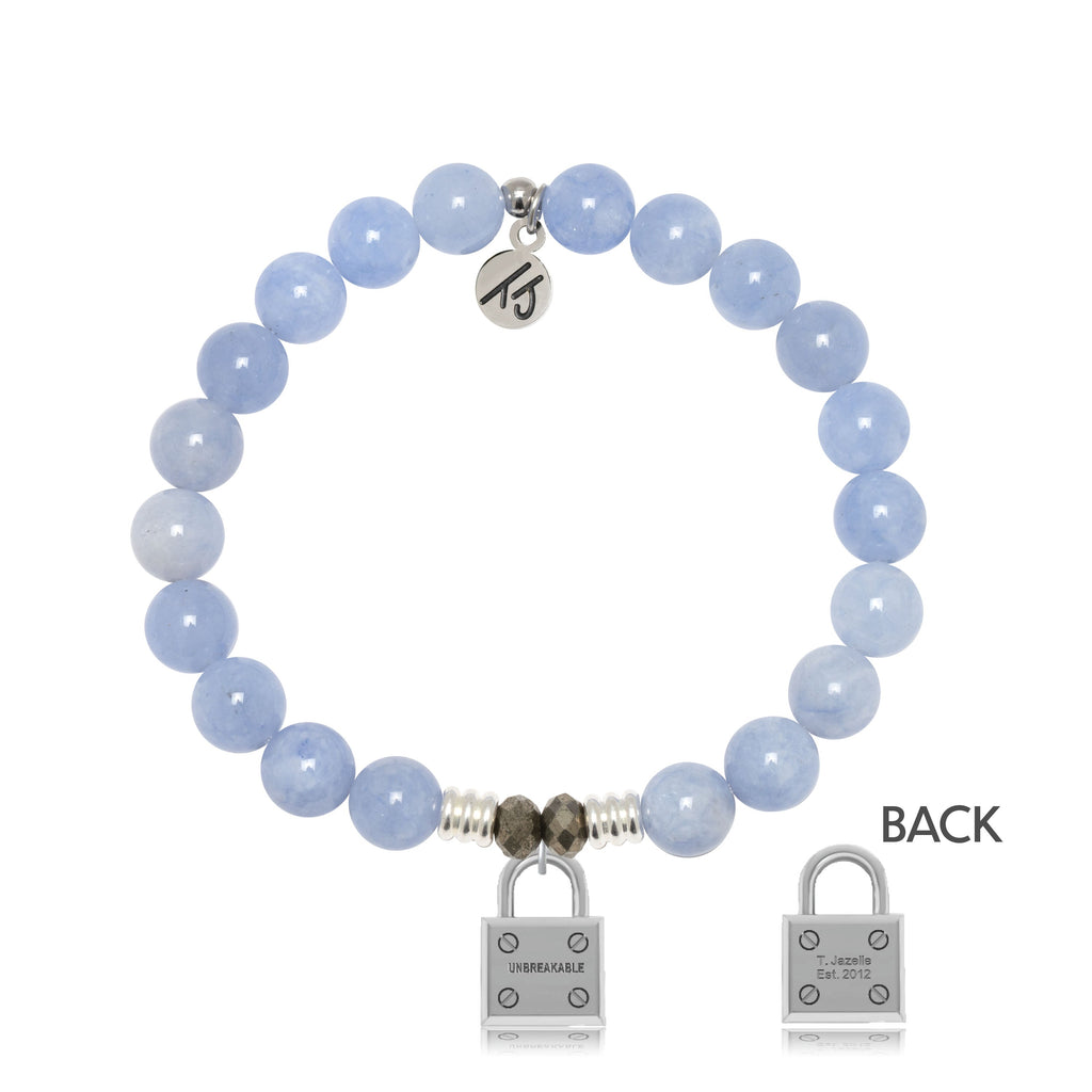 Sky Blue Jade Stone Bracelet with Unbreakable Sterling Silver Charm