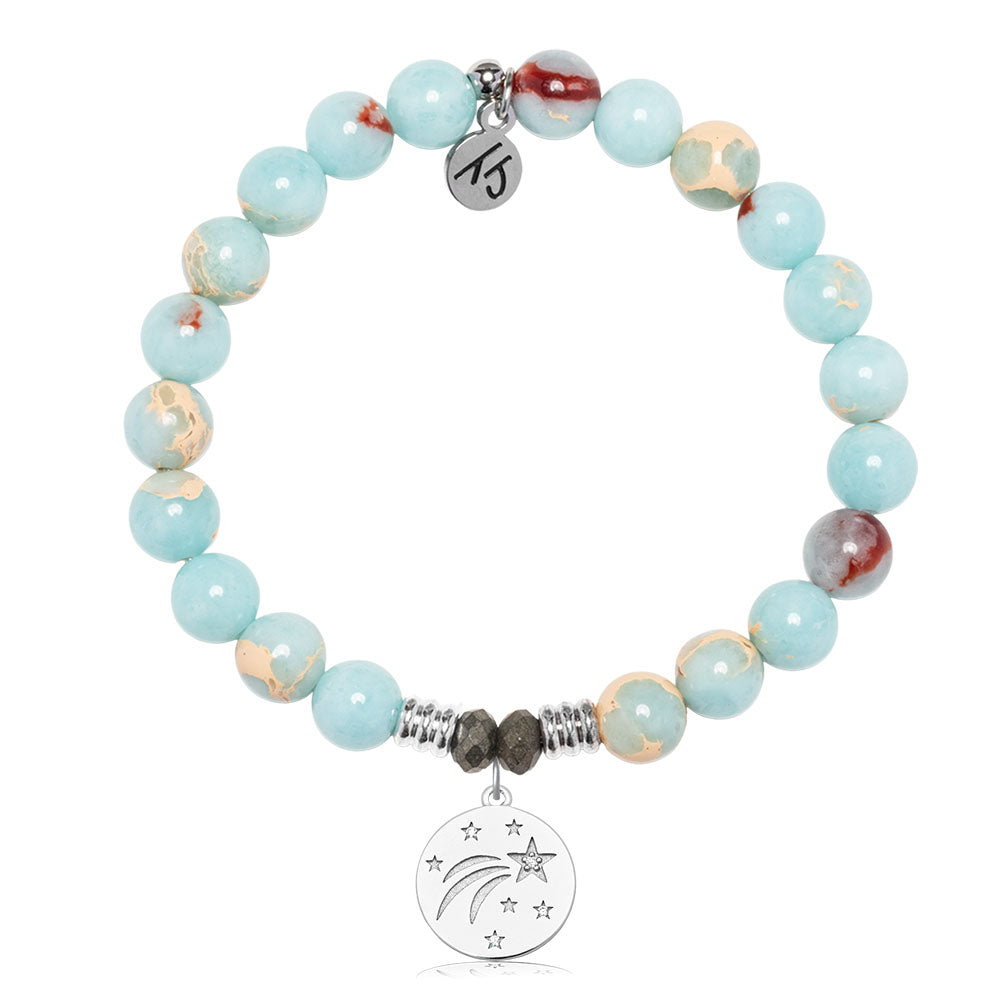 Snakeskin Jasper Gemstone Bracelet with Best is Yet To Come Sterling Silver Charm