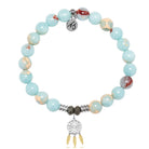Snakeskin Jasper Gemstone Bracelet with Dream Catcher Sterling Silver Charm