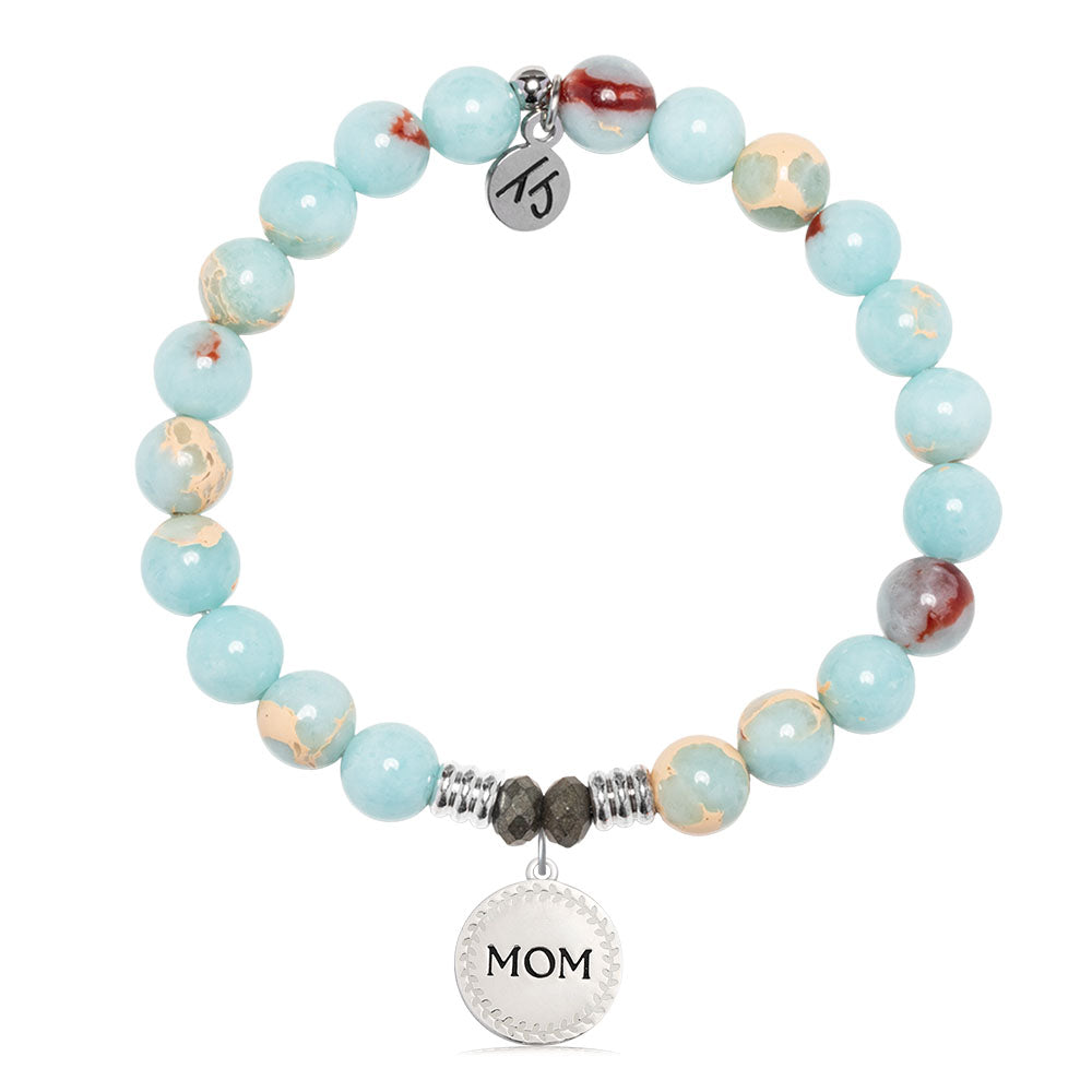 Snakeskin Jasper Gemstone Bracelet with Endless Love Mom Sterling Silver Charm