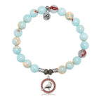 Snakeskin Jasper Gemstone Bracelet with Garnet Cardinal CZ Sterling Silver Charm