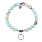 Snakeskin Jasper Gemstone Bracelet with Good Karma Sterling Silver Charm
