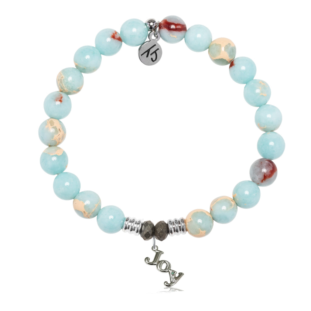 Snakeskin Jasper Gemstone Bracelet with Joy Sterling Silver Charm