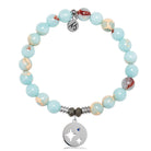 Snakeskin Jasper Gemstone Bracelet with Mother Son Sterling Silver Charm