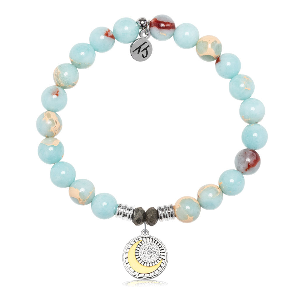 Snakeskin Jasper Gemstone Bracelet with Radiant Soul Sterling Silver Charm