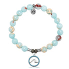 Snakeskin Jasper Gemstone Bracelet with Serenity Wave Sterling Silver Charm