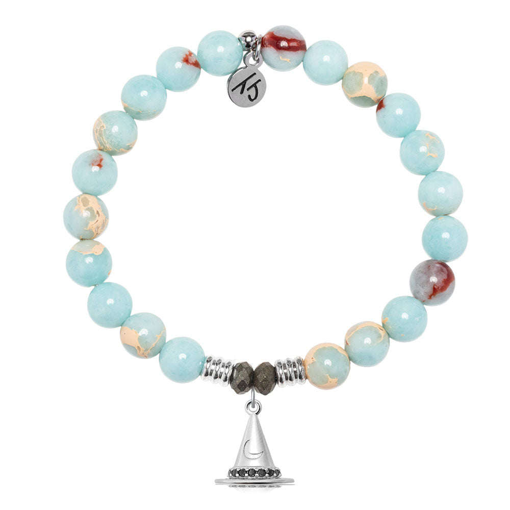 Snakeskin Jasper Gemstone Bracelet with Spellbound Sterling Silver Charm