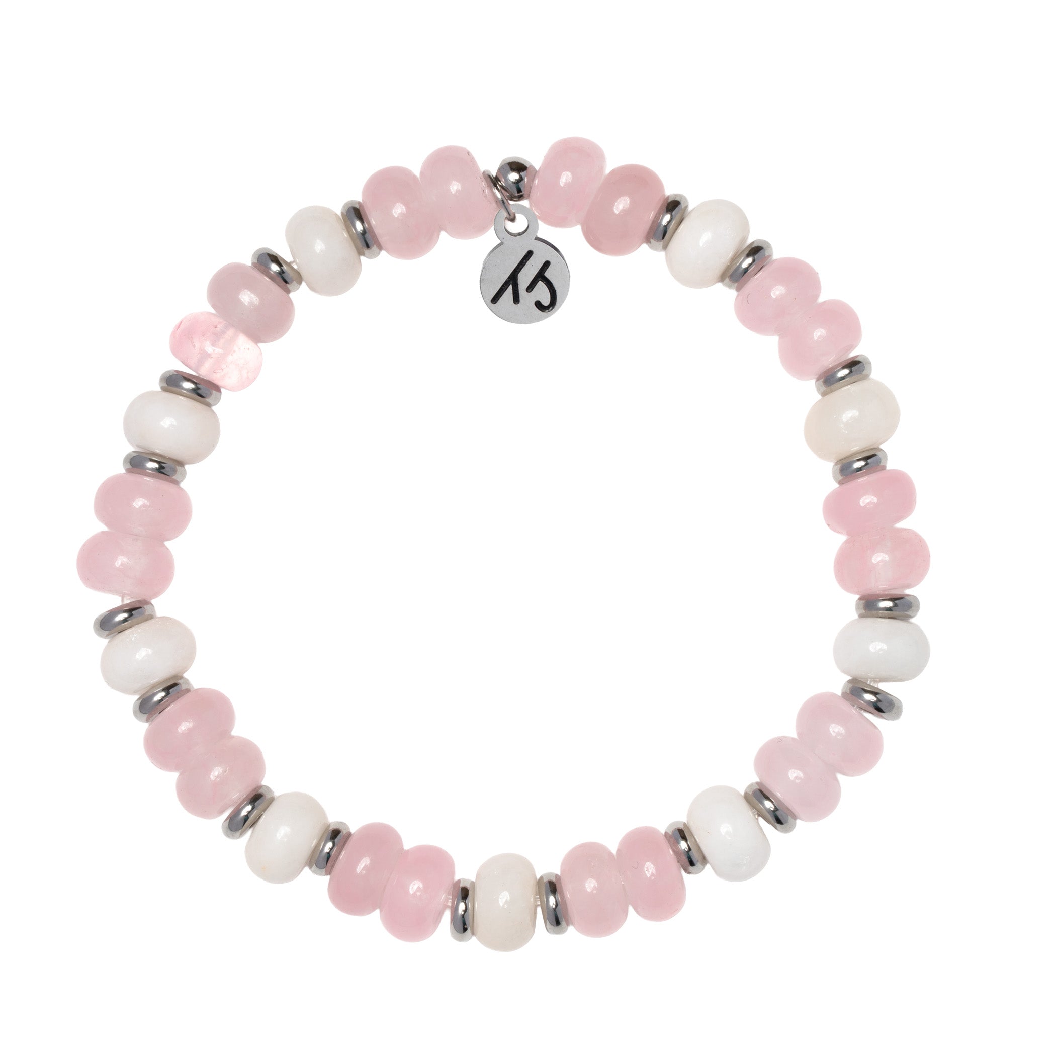 Soulful Collection- Rose Quartz with Beige Jade Gemstone Bracelet