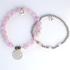 Stack Set- Mauve Jade Love You More Silver Charm Bracelet with Silver Mauve Jade Affirmations Bracelet