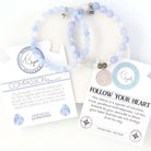 Stack Set- Sky Blue Agate with Follow Your Heart Sterling Silver Charm Bracelet and Sky Blue Agate Stacker