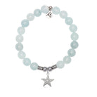 Starfish CZ Charm with Blue Aquamarine Jade Gemstone Bracelet