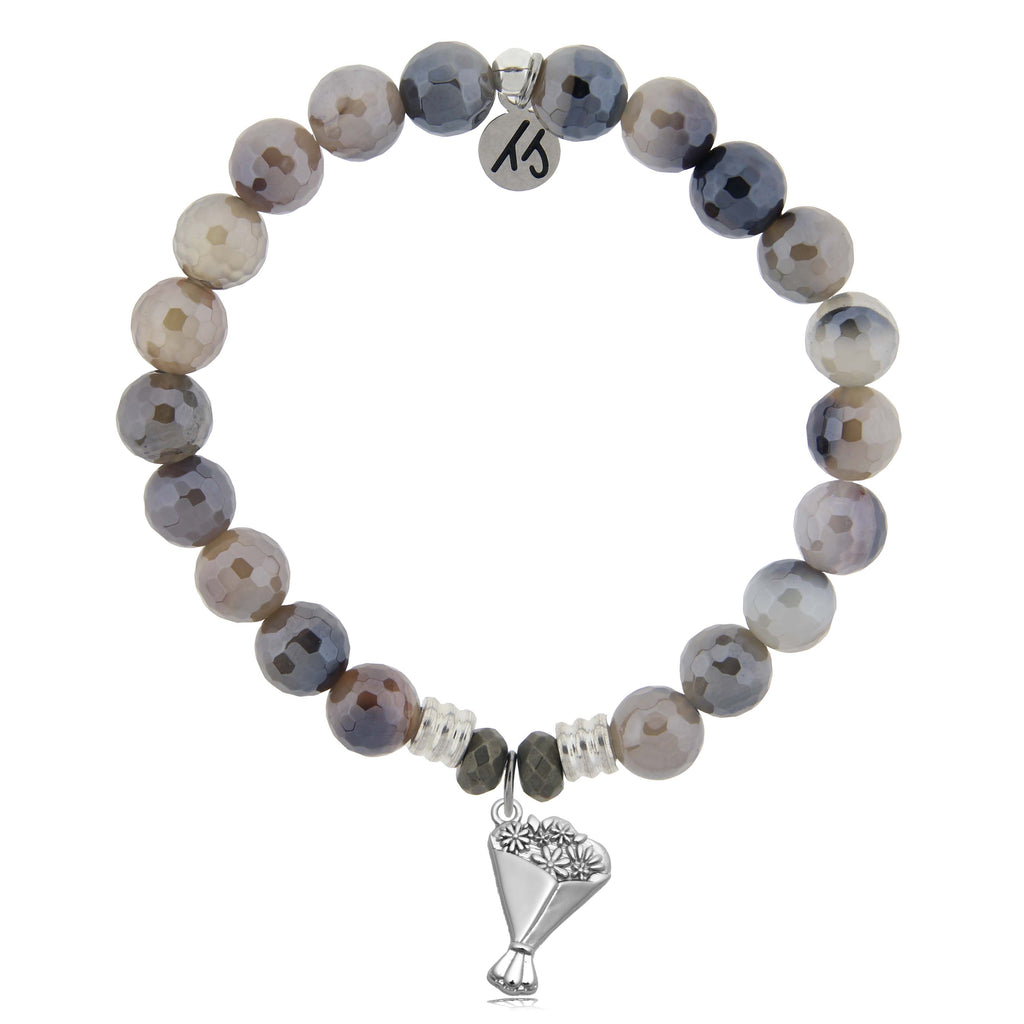 Storm Agate Gemstone Bracelet with Thinking of You Sterling Silver Charm