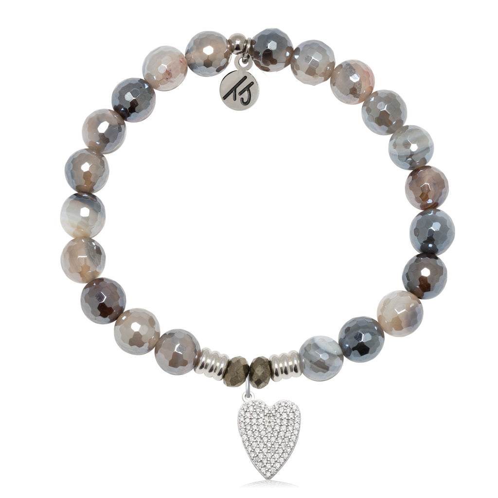 Storm Agate Gemstone Bracelet with You are Loved Sterling Silver Charm