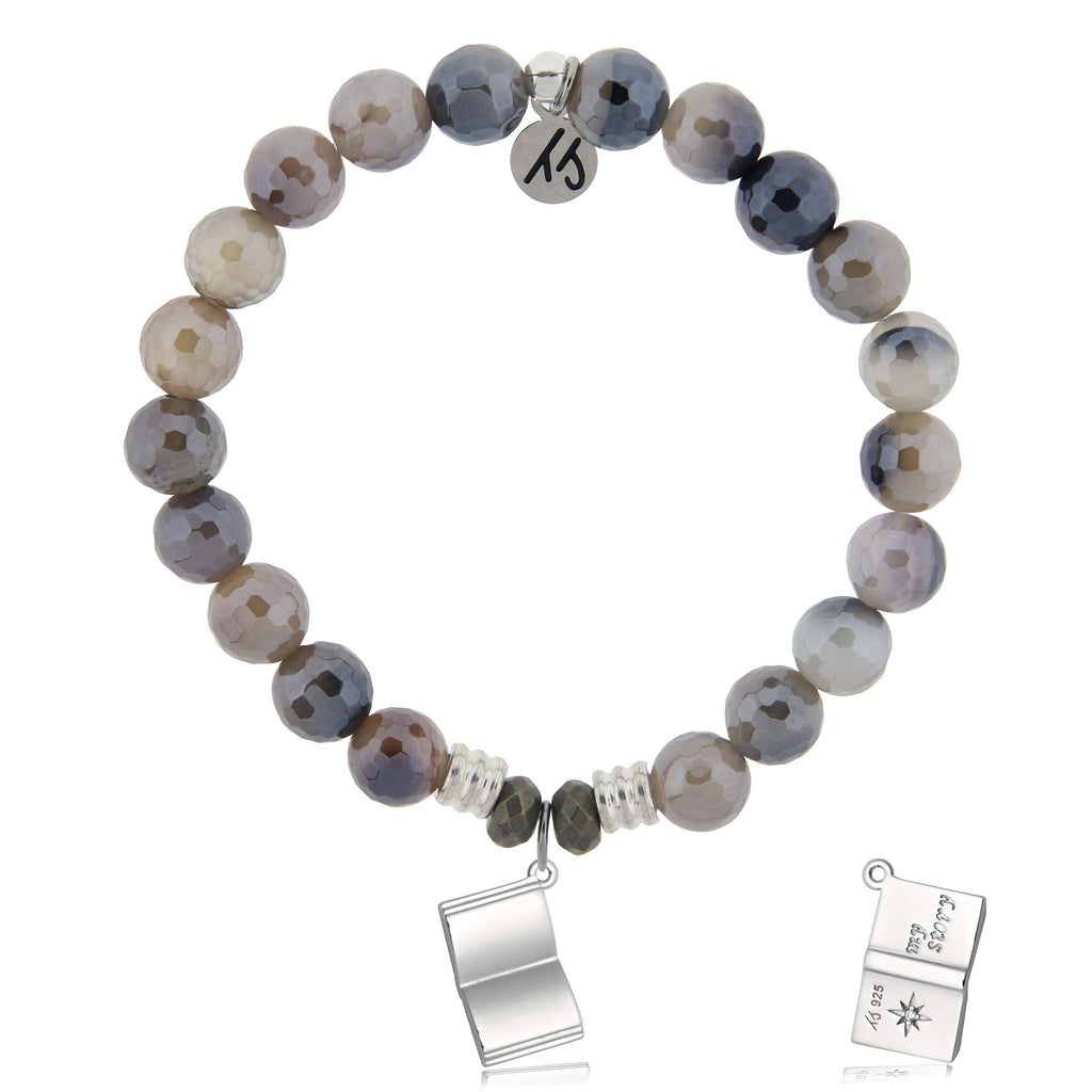 Storm Agate Gemstone Bracelet with Your Story Sterling Silver Charm