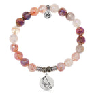 Strawberry Quartz Gemstone Bracelet with Cardinal Sterling Silver Charm
