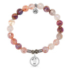 Strawberry Quartz Gemstone Bracelet with Day by Day Sterling Silver Charm