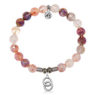 Strawberry Quartz Gemstone Bracelet with Forever Connected Sterling Silver Charm