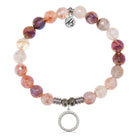 Strawberry Quartz Gemstone Bracelet with Good Karma Sterling Silver Charm