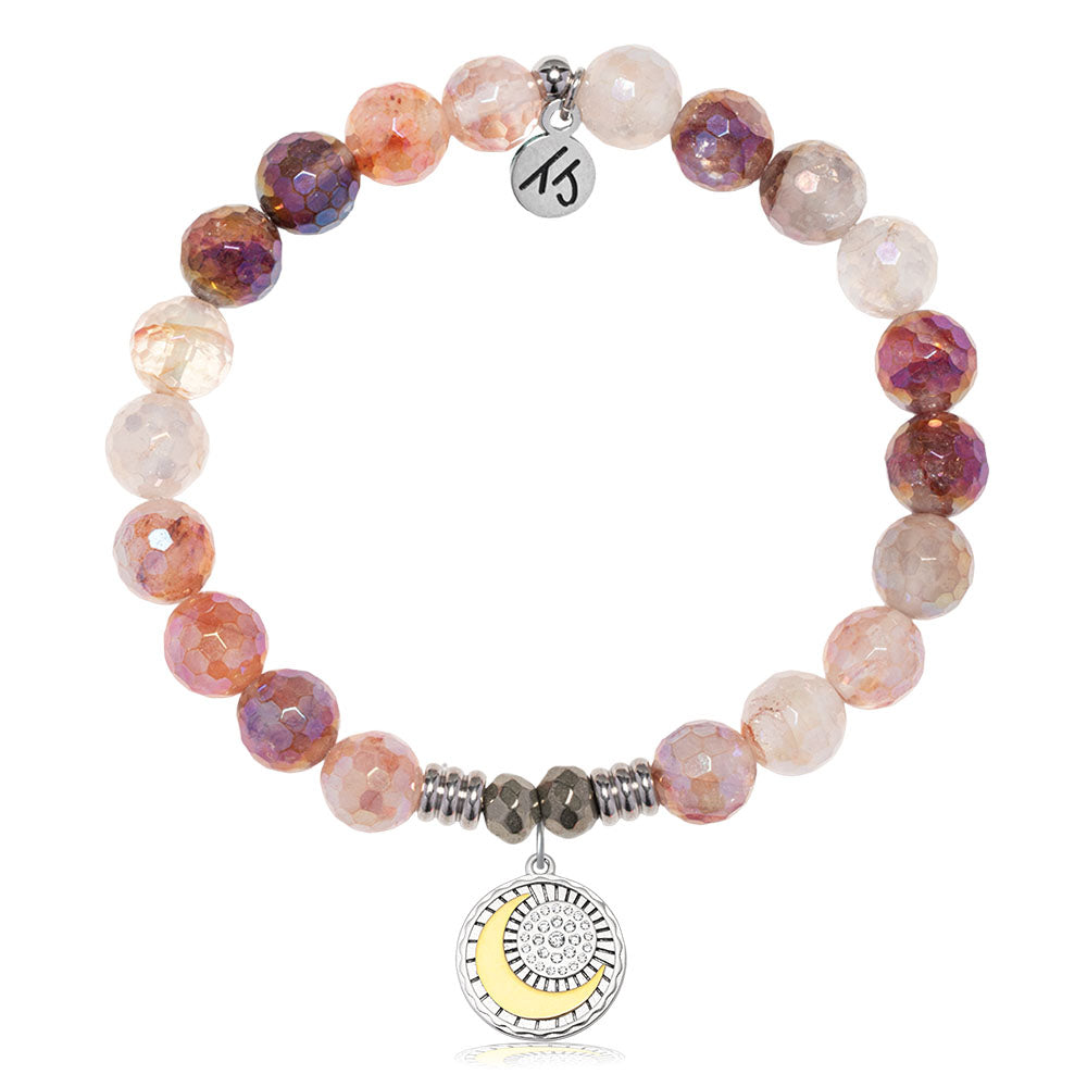 Strawberry Quartz Gemstone Bracelet with Radiant Soul Sterling Silver Charm
