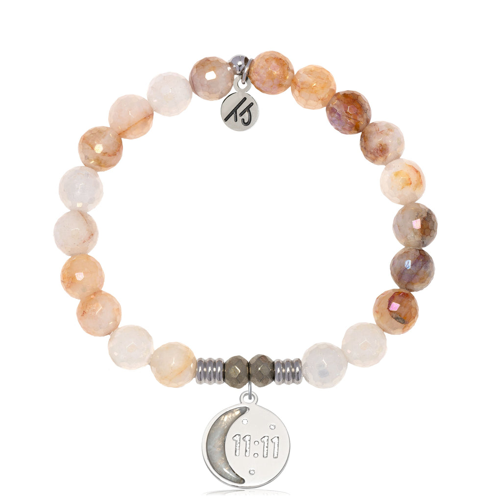 Sunset Quartz Gemstone Bracelet with 11:11 Sterling Silver Charm