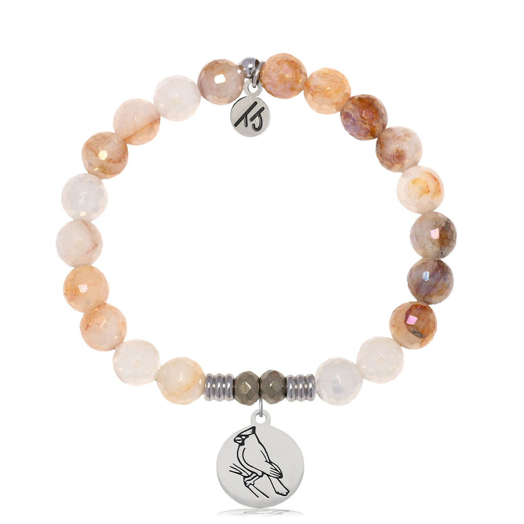 Sunset Quartz Gemstone Bracelet with Cardinal Sterling Silver Charm