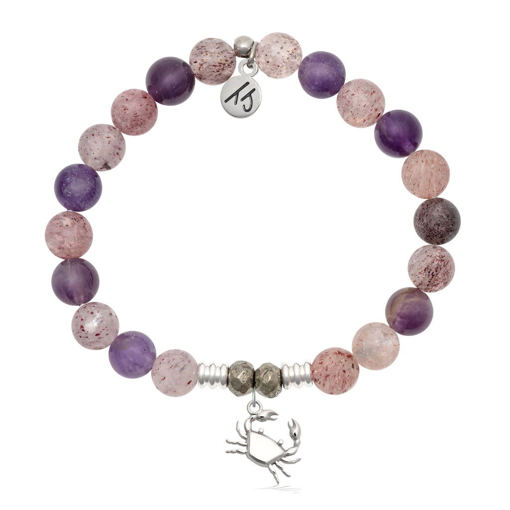 Super 7 Gemstone Bracelet with Crab Sterling Silver Charm