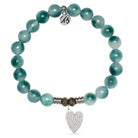 Teal White Jade Gemstone Bracelet with You Are Loved Sterling Silver Charm