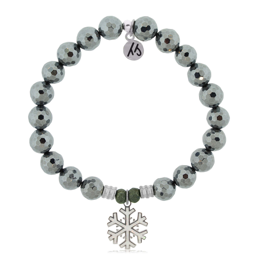 Terahertz Gemstone Bracelet with Snowflake Opal Sterling Silver Charm