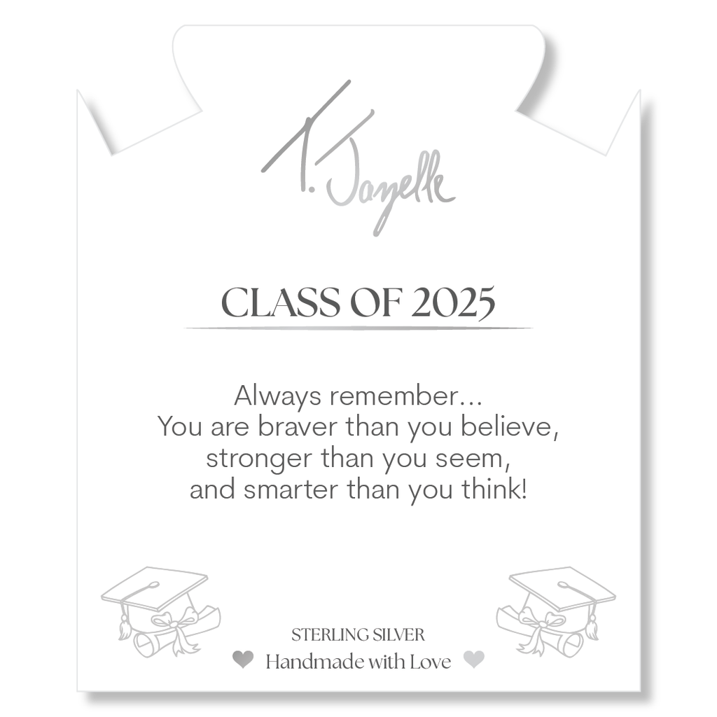 Terahertz Stone Bracelet with Grad Cap Sterling Silver Charm