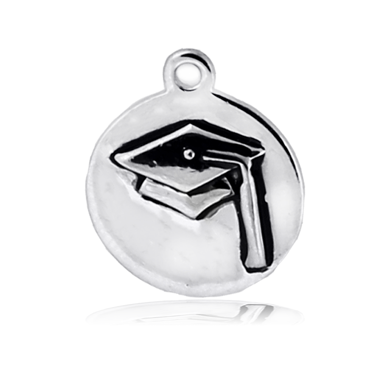 Terahertz Stone Bracelet with Grad Cap Sterling Silver Charm
