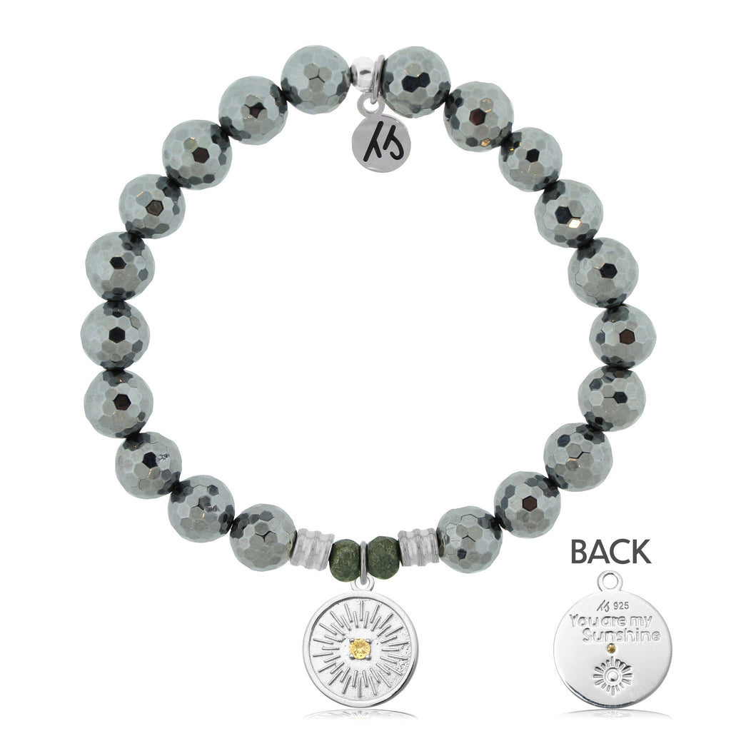 Terahertz Stone Bracelet with You are my Sunshine Sterling Silver Charm
