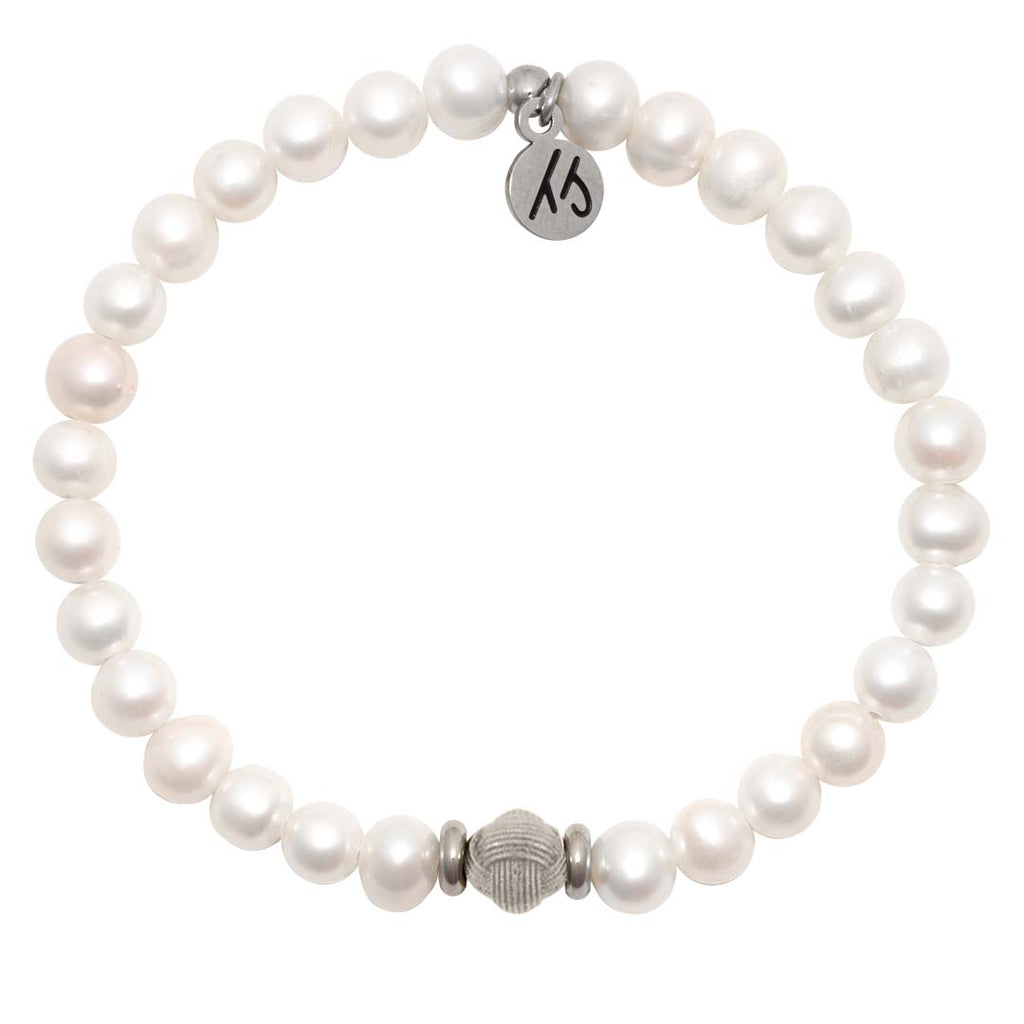 The Cape Bracelet- Pearl with Friendship Knot Silver Ball