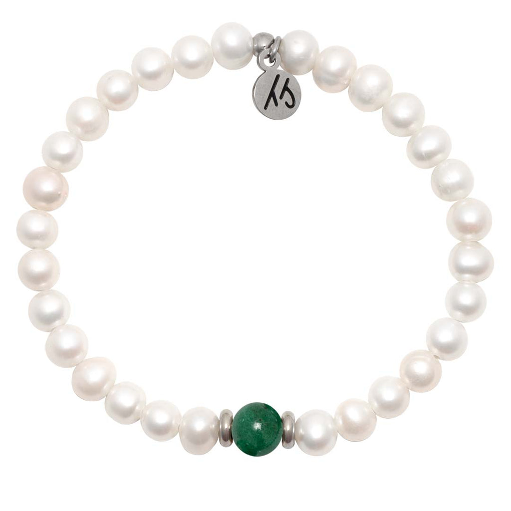 The Cape Bracelet- Pearl with Green Kyanite Ball