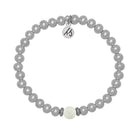 The Cape Bracelet - Silver Steel with White Moonstone Ball