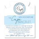 The Cape Bracelet - Silver Steel with White Moonstone Ball