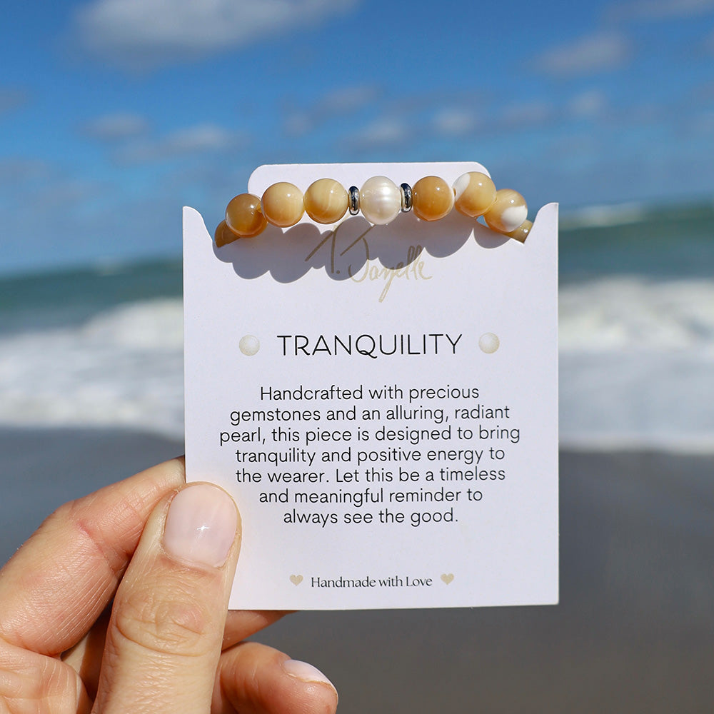 Tranquility Collection- Tan Shell Gemstone Bracelet