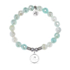 Waves of Strength Charm with Aqua Agate Gemstone Bracelet