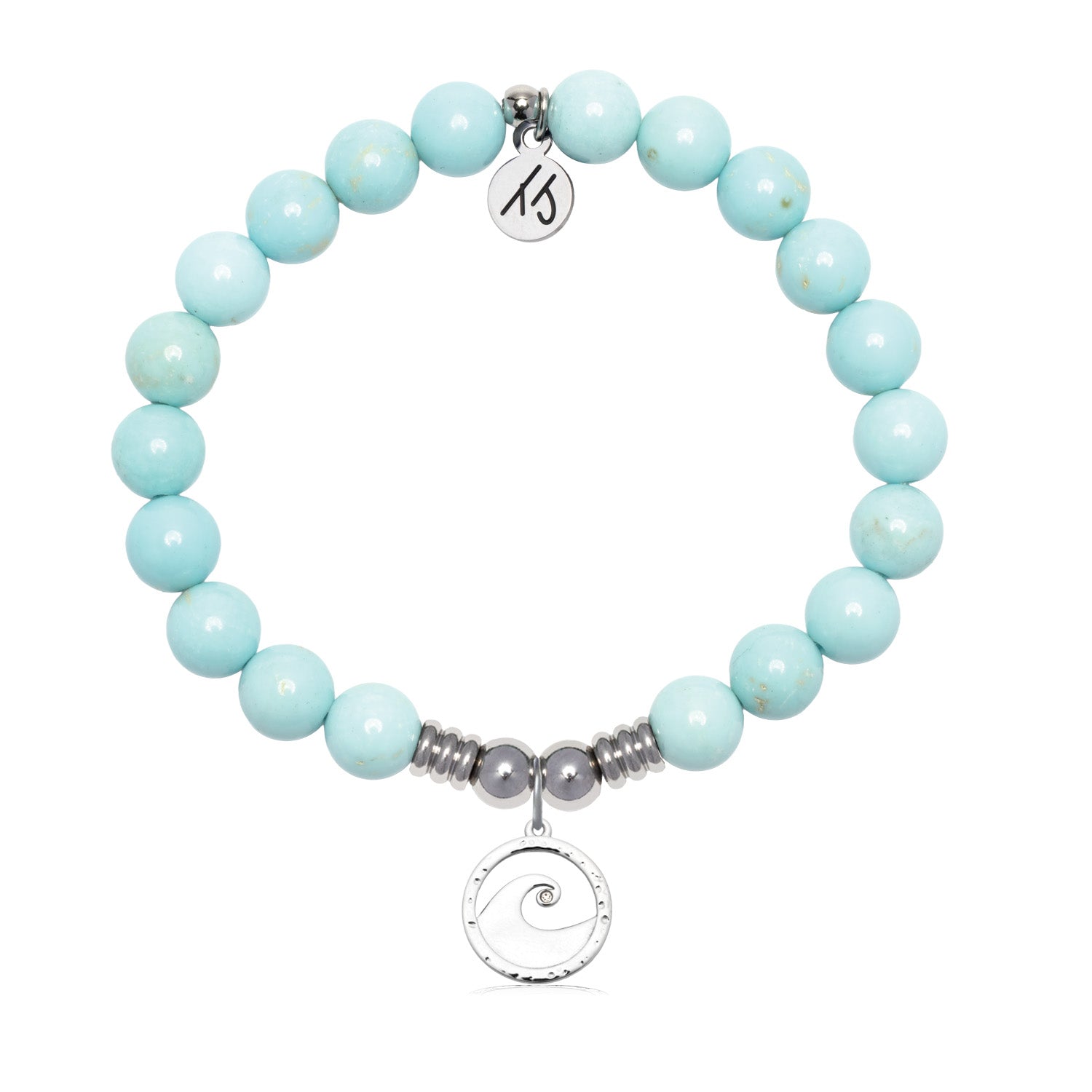 Waves of Strength Charm with Blue Turquoise Gemstone Bracelet