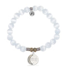 White Cats Eye Gemstone Bracelet with 11:11 Sterling Silver Charm