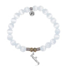 White Cats Eye Gemstone Bracelet with Believe in Yourself Sterling Silver Charm