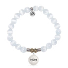 White Cats Eye Gemstone Bracelet with Endless Love Mom Sterling Silver Charm