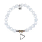 White Cats Eye Gemstone Bracelet with Everlasting Love Sterling Silver Charm
