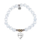 White Cats Eye Gemstone Bracelet with Grateful Sterling Silver Charm