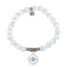 White Cats Eye Gemstone Bracelet with Happiness Sterling Silver Charm