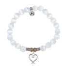 White Cats Eye Gemstone Bracelet with Love Within Sterling Silver Charm