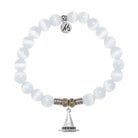 White Cats Eye Gemstone Bracelet with Spellbound Sterling Silver Charm