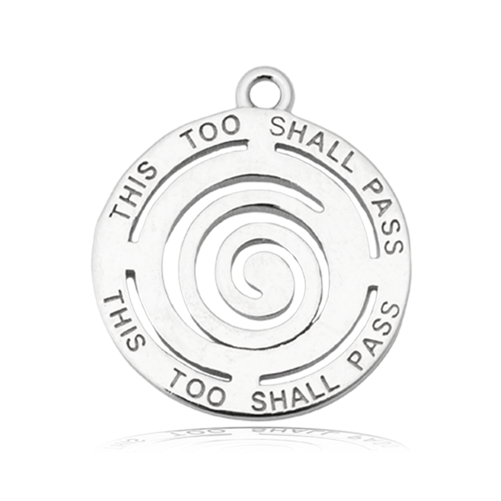 White Cats Eye Gemstone Bracelet with This Too Shall Pass Sterling Silver Charm